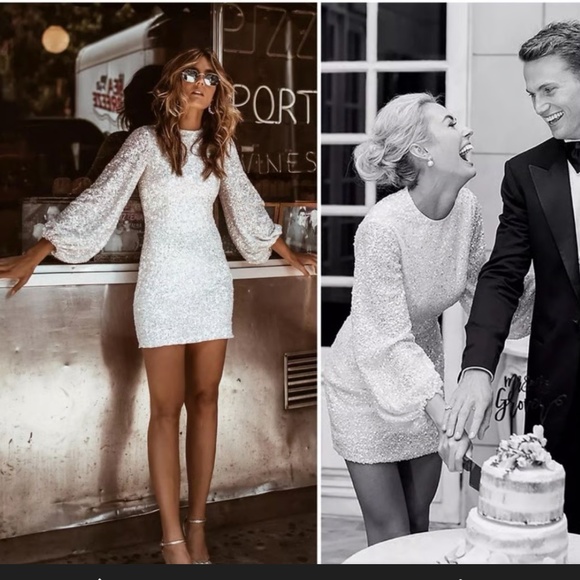 BHLDN dress size 2 GOLDIE sequin white dress - Picture 1 of 8